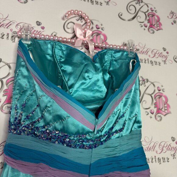 Alyce designs dress gown fairy beaded embroidered ruffle frills mermaid 🧜‍♀️ - Picture 14 of 16